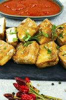 Fried soy cheese tofu photo