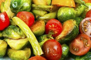 Vegetable healthy salad with brussels sprouts. photo