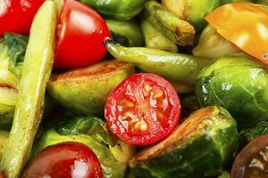 Dietary salad with fried brussels sprouts. photo