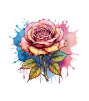 ai generiert ein dornig Rose mit ein berühren von Aquarell png