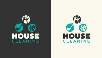 Residential and commercial cleaning services logo with cleaning elements vector