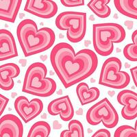 Y2k seamless pattern with hearts. Retro abstract groovy background. Pink funky vector wallpaper for Valentine day. Girly lovely design