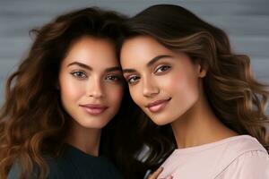 AI generated Portrait of two multiracial women bonding . AI Generated photo