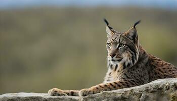 AI generated a lynx is sitting on a rock photo