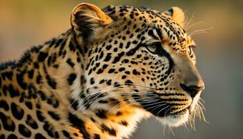 AI generated a leopard is looking off to the side photo