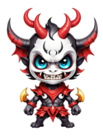 AI generated Chibi demon with horns cartoon character llustration on transparent background png