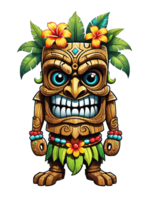 AI generated Tiki tribal cartoon character costume traditional design on transparent background png