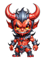 ai gegenereerd demon esport mascotte tekenfilm karakter met hoorns geïsoleerd Aan transparant achtergrond png