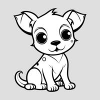 Cute dog vector black and white cartoon character design collection. White background. Pets, Animals.