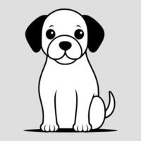 Cute dog vector black and white cartoon character design collection. White background. Pets, Animals.