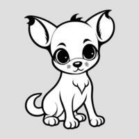 Cute dog vector black and white cartoon character design collection. White background. Pets, Animals.