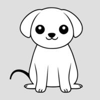 Cute dog vector black and white cartoon character design collection. White background. Pets, Animals.