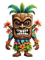 ai généré tiki tribal dessin animé personnage costume traditionnel conception sur transparent Contexte png