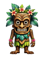 ai generiert Tiki Stammes- Karikatur Charakter Kostüm traditionell Design auf transparent Hintergrund png