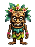 ai gerado tiki tribal desenho animado personagem traje tradicional Projeto em transparente fundo png