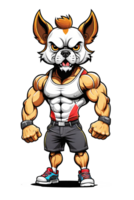 AI generated Sportswear dog with fitness and body building concept illustration on transparent background png