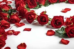 AI generated Bouquet of red rose flowers isolated on white background photo