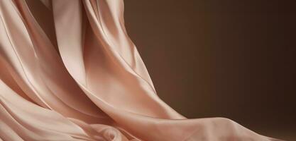 AI generated Silk satin peach cloth textile fabric background texture photo