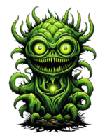 ai generiert Grün Monster- Pflanzen Charakter Design Illustration auf transparent Hintergrund png