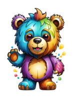 ai generato orso cartone animato personaggio su trasparente sfondo png