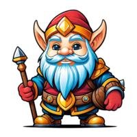 AI generated Dwarf cartoon character design illustration on transparent background png