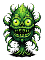 AI generated Green monster plants character design illustration on transparent background png