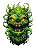 AI generated Green monster plants character design illustration on transparent background png