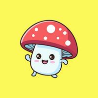 cute character of mushroom icon illustration. vector