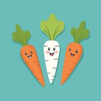 Cute carrot cartoon drawing vector