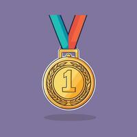 First place gold medal award vector illustration