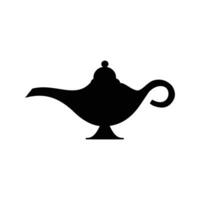 Cartoon magic lamp isolated on a white background. Silhouette of a magic lamp from an Arabic fairy tale. Editable light icon vector in eps10 format