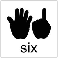 Silhouette of hands with index finger up. Vector illustration. silhouette of the number six sign. Design element silhouette of body part, part of the hand