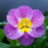 AI generated A primrose flower in the rain photo