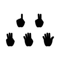 Vector set of hand gestures. Black silhouette of human hands isolated on white background. Body part silhouette design element