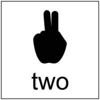 Victory hand sign. Black icon. silhouette of the index and middle finger, the number two sign. Design element silhouette of body part, part of the hand vector