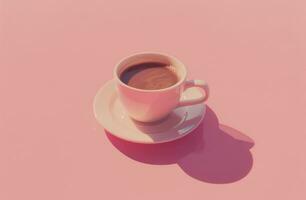 AI generated a cup of coffee is shown on a pink background photo