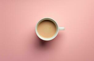 AI generated a cup of coffee is shown on a pink background photo