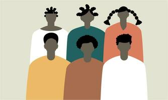 Black community, african people gathered together illustration vector