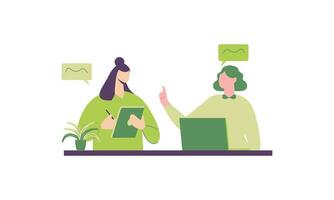 Office worker having discussion with colleague illustration vector