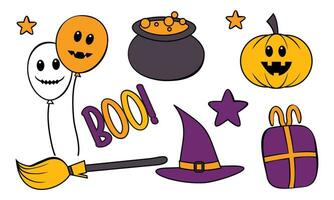 Cartoon halloween design elements vector