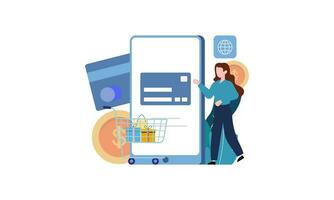 Online shopping and E-commerce concept illustration vector