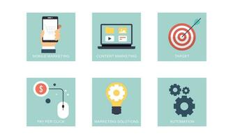 Digital marketing icons set flat design vector