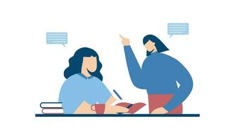 Office worker having discussion with colleague illustration vector