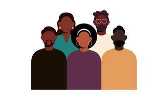 Black community, african people gathered together illustration vector