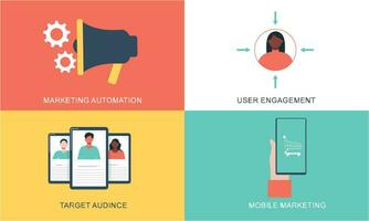 Digital marketing icons set flat design vector