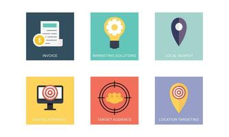 Digital marketing icons set flat design vector