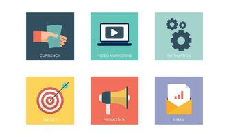 Digital marketing icons set flat design vector