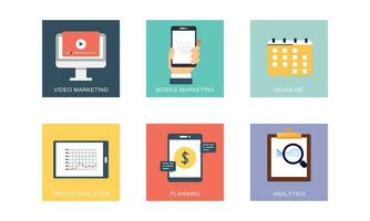 Digital marketing icons set flat design vector