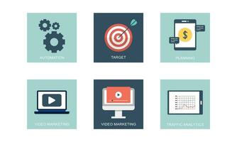 Digital marketing icons set flat design vector