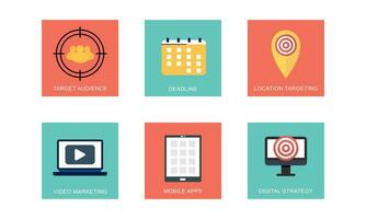 Digital marketing icons set flat design vector